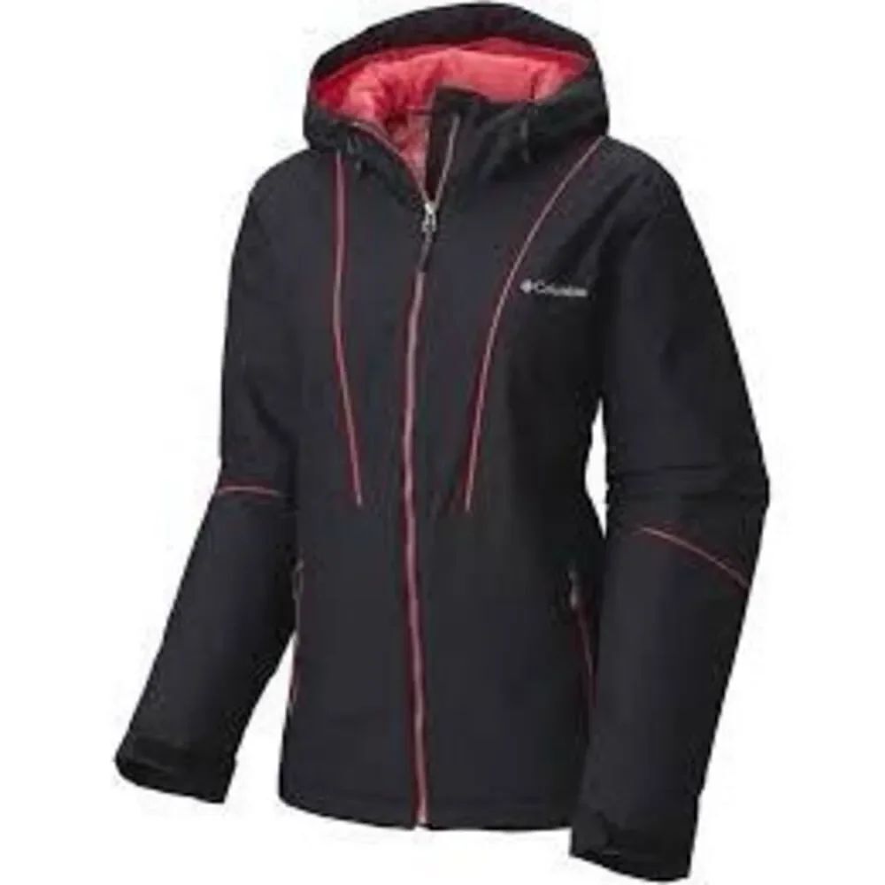 Columbia Thermal Coil Full Zip Jacket Coat Sz XL Hooded Black Pink